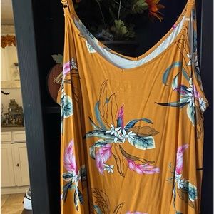 COPY - TORRID SIZE 4 MUSTARD YELLOW TROPICAL TANK WITH ADJUSTABLE STRAPS
